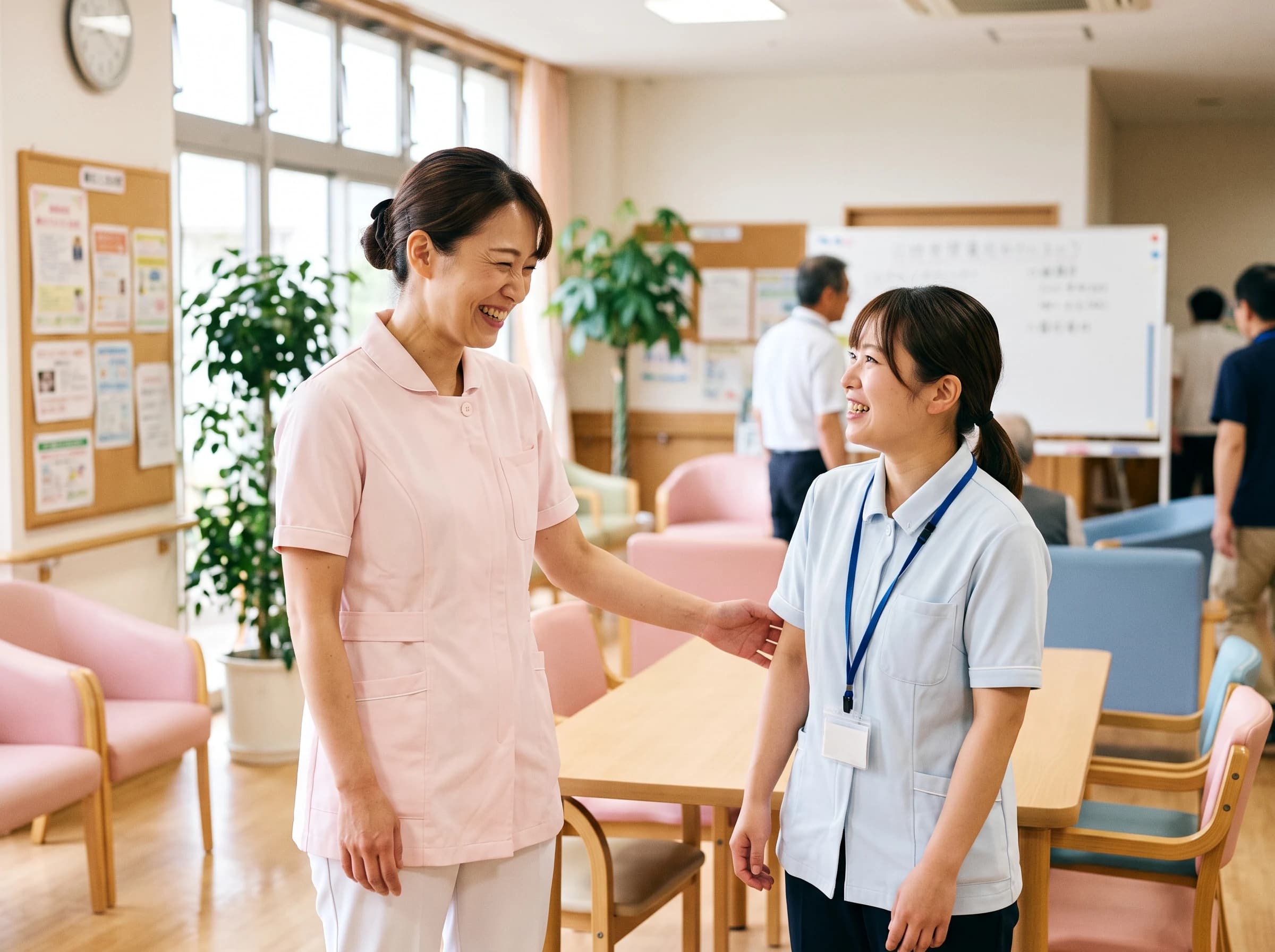 利用者様と会話する看護師